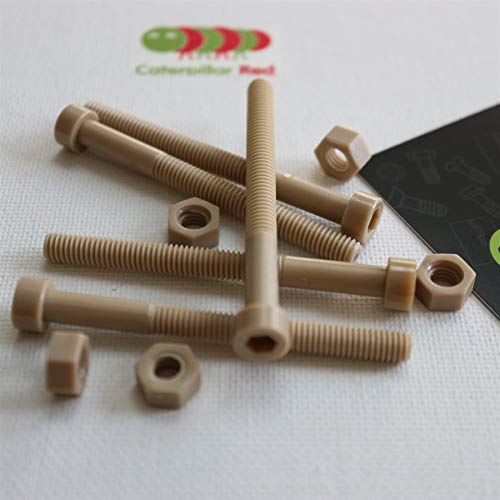 5X Natural PEEK Socket Head Screws & Bolts M6 x 65mm, Nuts & Washers