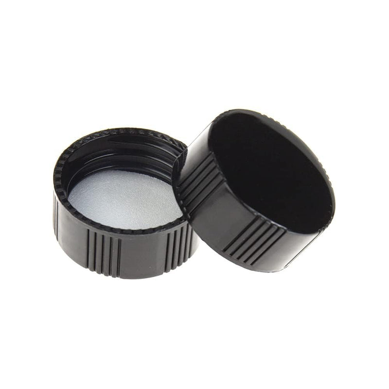 5ML Clear Glass Sample Vial, Liquid Sampling Sample Glass Bottle, Borosilicate Storage Glass Vial,18 * 40mm, Black 15-425 Polypropylene Screw Cap with PE Liners, Pack of 100 5ML