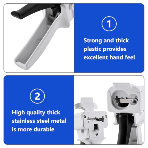 GGFOXLE 50ml Dispensing Gun, 1:1/2:1 Ratio Dispenser Glue Guns, Dual Cartridge Manual Dispenser Glue Tool, PBT Adhesive Dispensing Mixer Gun with Metal Valve, 7.5 x 2.3 x 6in