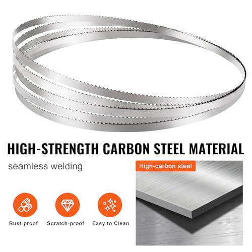 VEVOR Band Saw Blade, 51.2x0.63x0.02 inch, 5 PCS/Pack Meat Bandsaw Blades for Replacement, Carbon Steel Blade, Meat Cutting Blade Wrapped by Rust-Proof Paper, Fit for Commercial Bone Saw Machines 130 blade
