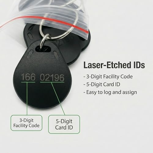 100pcs - 26 Bit Proximity Key Fobs - Black - Read Only - Compatable with 26-bit Wiegand ISOProx 1386 1326 H10301 Formatted Readers.