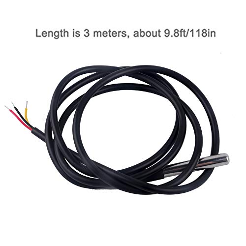 5PCS DS18B20 Temperature Sensor, Waterproof Temp Digital Thermal Stainless Steel Tube Probe 3M 118.1 inch for Raspberry pi, Arduino 3 Meters DS18B20 Temperature Sensor