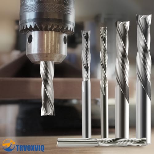 Compression CNC Spiral Router Bits 10PCS, 2 Flutes 5/32'' Shank Up Down Cut Solid Carbide End Mills, 7/8'' Cutting Length Milling Cutters CNC Bits for Wood Engraving Carving(4x22mm) 10 5/32'' Shank-5/32'' Dia-7/8'' CL