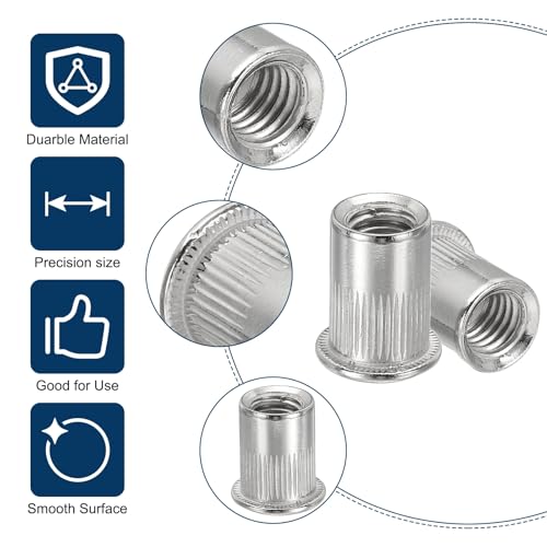 uxcell 136 Pcs Rivet Nut, 304 Stainless Steel SAE Thread Rivet Nuts Kit