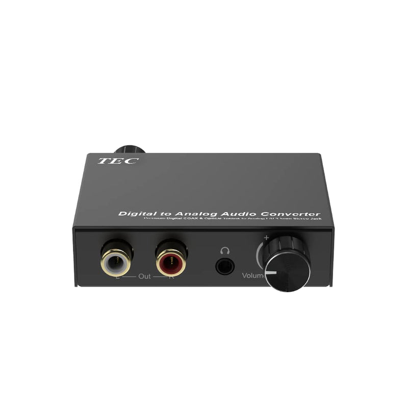 TEC TDACVT-01 Digital-to-Analog Audio Converter (DAC) with Volume Control – Supports 192kHz/24bit, Optical (SPDIF) & Coaxial Input to RCA & 3.5mm Output, Hi-Fi Home Audio Adapter