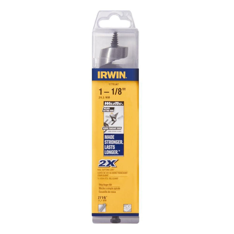 IRWIN WeldTec Auger Wood Drill Bit 1-1/8" X 7.5" (1779347) 1-1/8-Inch Bit