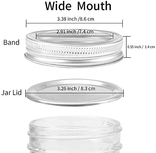 60Pcs Wide Mouth Mason Jar Canning Rings, Replacement Rings or Tops Durable & Rustproof Tinplate Metal Bands/Rings for Mason Jar (Silver/87 MM) Silver 60 PCS Wide Mouth Rings