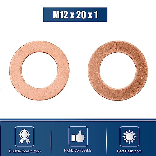 50pcs Copper Crush Metric Washers Flat Sealing Washer 12 x 20 x 1mm,Sealing Gasket