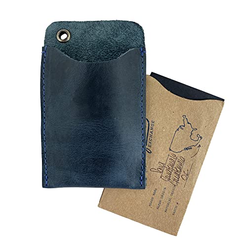 Hide & Drink, EDC Pocket Slip, Multitool Sleeve & Pen Holder for Everyday Use, Camping Accessories, Small Tool Organizer, Full Grain Leather, Handmade Slate Blue
