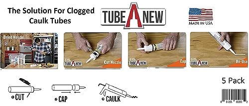 The Solution for Dried or Caulk Tubes (3 Packs of 5) with 50 Caulk Cap, Red Caulk Saving Cap, Caulk Cap Saver for Sealing & Preserving Open Caulking Tube Combo Pack 3 Packs of 5 with 50 Red Caps