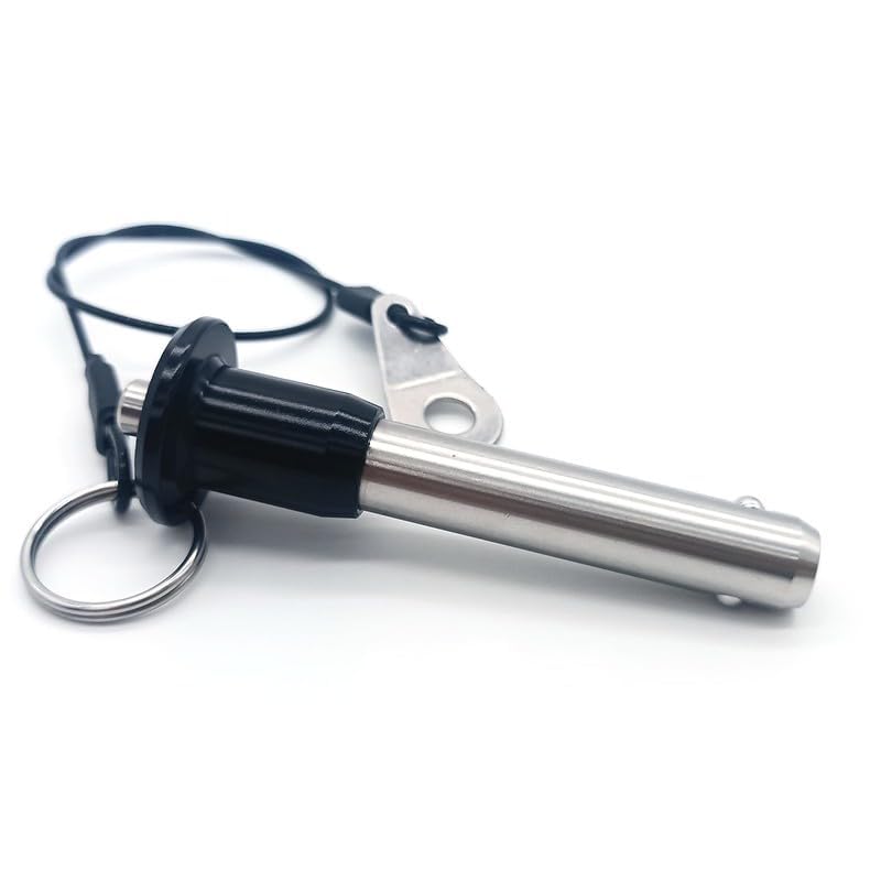 MerciL 2pcs Ball Locking Pin, 304 Stainless Steel Push-Button Quick Release Pin Quick Release Fastening Locating Safety Pins with Lanyard Cable (6X40mm) 6X40mm