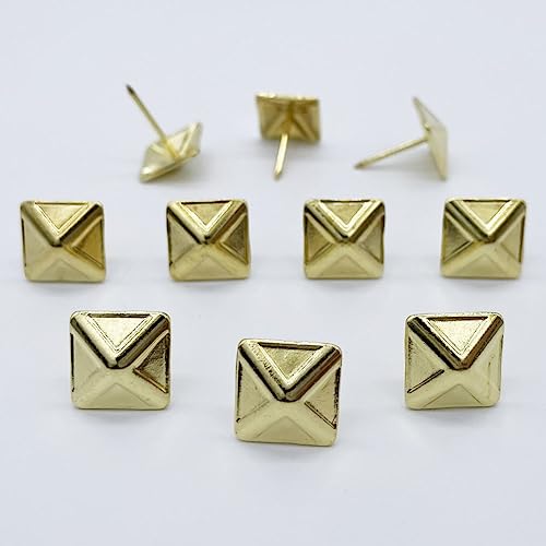 200PCS D14mm Square Upholstery Tacks Brown,Furniture Thumb Tacks Golden Gloden Square Tack