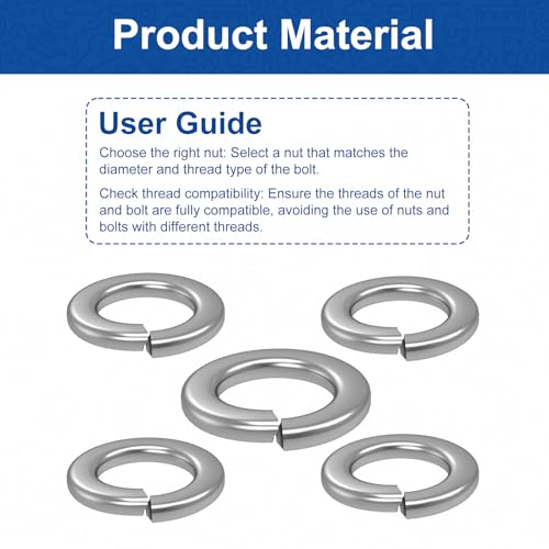 QISHENG 25 PCS 5/8" Stainless Steel SAE Spring Lock Washers,Stainless Steel 18-8 A2(304) washers,Home Washer 5/8" Colorless