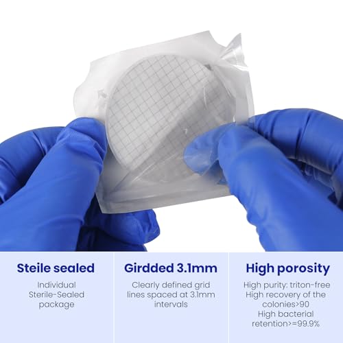 47mm Sterile MCE Gridded Membrane Filter 0.45 Micron, Pack of 100