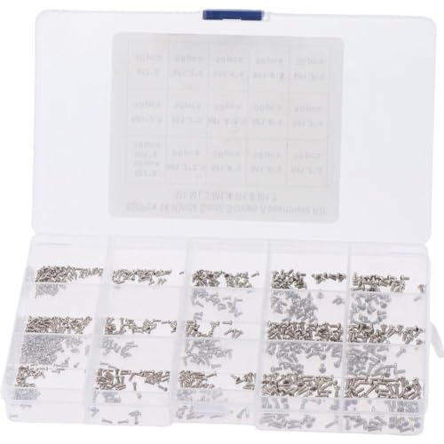800pcs Small Screws Assortment Kit, M1/M1.2/M1.4/M1.6/M1.7 Tiny Screws Micro Screws, Mini Phillips Pan Head Machine Screws Set Repair Screws for Sunglasses, Glasses, Watches, Clocks