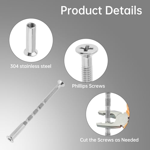 10 Set Door Handle Hardware Lever Handle Screws Connecting Bolts & Sleeves M4 x 60mm, Phillips Drive Flat Countersunk Head Fixing Cutting Slot Articulated Screw