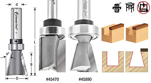 Amana Tool - 45890 Carbide Tipped Keller Dovetail 14 Deg x 1" Dia x 1" 2 Shank