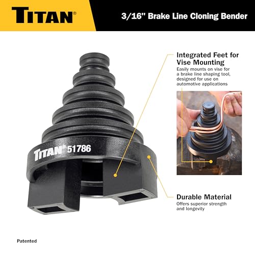 Titan 51786 3/16-Inch Brake Line Cloning Bender, Vise-mounted 180-Degree Brake Line Shaping Tool for Nickel, Copper, & Steel Tubing