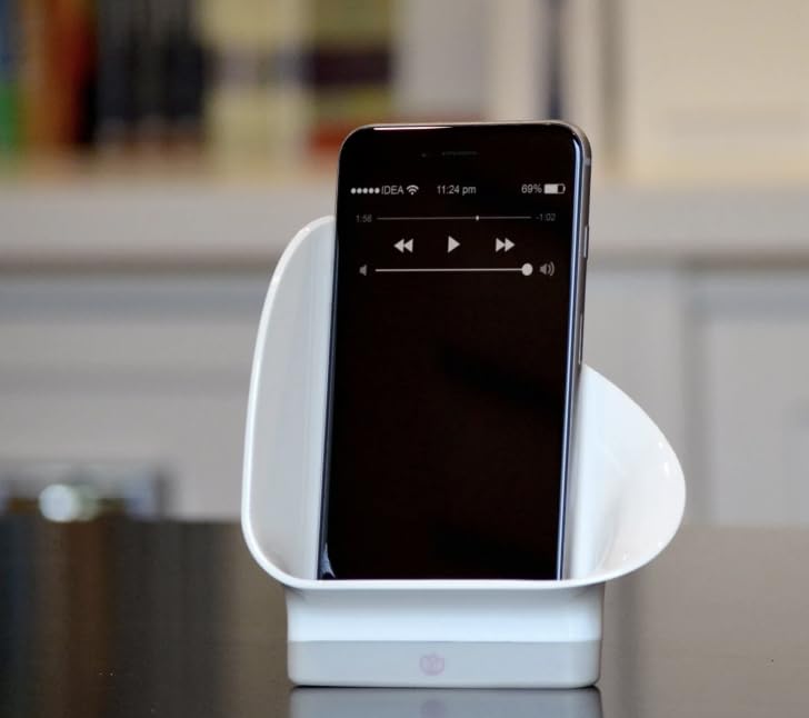 Soundvase, A Speaker Accessory That’s Not an Electronic, Smart Acoustics for Your Smartphone, Ease, Convenience, & Patented Sound. Fits Most Smart Phones Even with The Case On (White) White