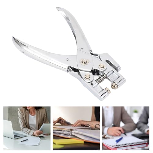 30 Sheets Capacity 5mm Single Hole Puncher with Cr Plated Head for A4 Paper Non Slip Grip Easy Punch Lever Design Depth Adjuster Metal Handheld Punching Tool for Home Office