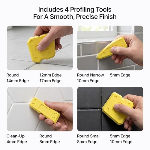 Hemway Brown Grout Reviver 400g with 4 Piece Profiling Tool Kit 400g / 250ml