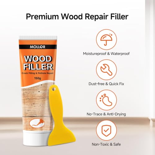  [AUSTRALIA] - 2 Pack White Wood Filler Putty, 10.5oz Wood Repair Compound 300g