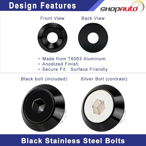M8 24mm Aluminum Tapered Washer Fender Flare Hardware Kit (Black) M8x24mm Tapered Black