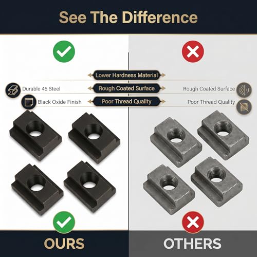 Pissente 5pcs T Slot Nuts Thread Black Oxide