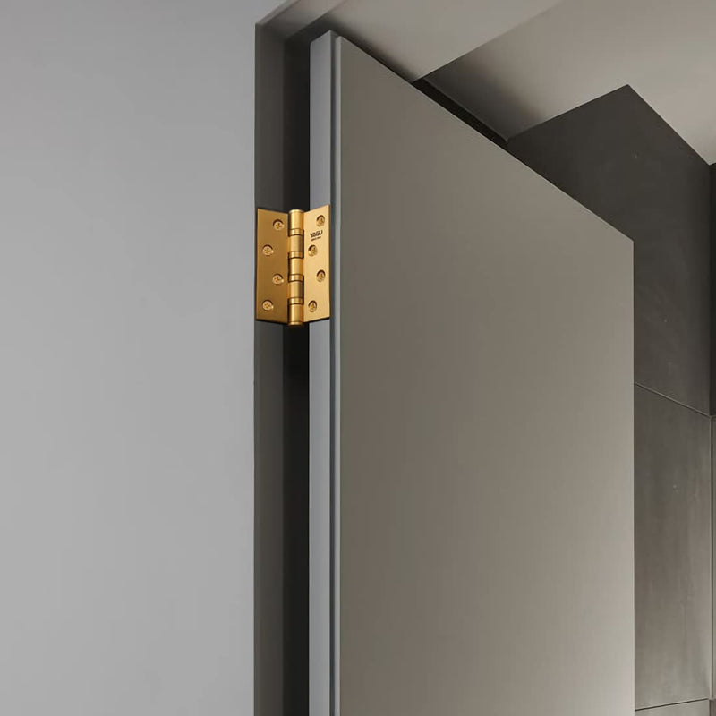 YAGU 3 Pack 4'' Door Hinges Brushed Gold 4 x 3 Inch - Square Corners Stainless Steel Heavy Duty Ball Bearing Hinges for Interior Doors Hardware