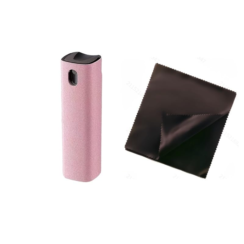 2-in-1 Microfiber Screen-Cleaning Tool with Spray Bottle and Cloth, Portable Dry Cleaner for Phones Tablets TVs Glasses Cars, Grey