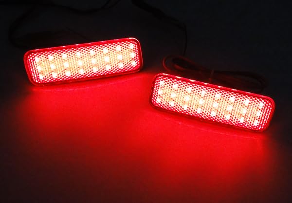 2x Black Smoked Lens Rear Bumper Reflector LED Tail Stop Brake Light L+R For 2014+ Ford Transit 150/250/350/350 HD Transit Connect (Black Smoked)