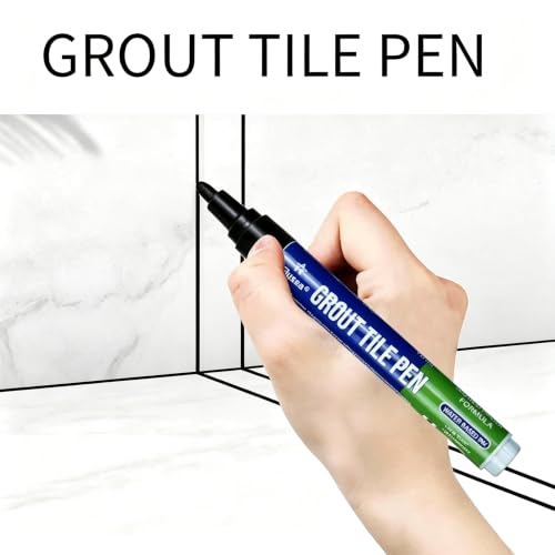 10 Pack White Tile Grout Pen, Grout Repair Paint Marker, Wall Floor Gap Seam Restorer Decontamination Pen for Bathroom Kitchen (Black, 10 PCS) Black 10PCS