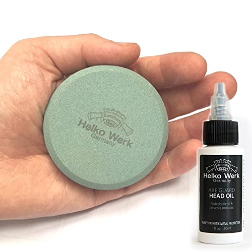 Helko Werk Dual Grit Axe Sharpening Stone - Axe Sharpener and Axe Puck, Machete Sharpener Hatchet Sharpener Dual 120 grit and 320 grit, Lightweight Field Sharpener for Axes (Sharpening Stone) #22100 Sharpening Stone #22100