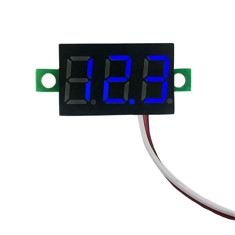 6 Pcs Mini Digital Voltage Meter DC 2.5~30V 0.28" 2 Wire Digital Voltmeter Gauge Tester Green LED Display Panel Mount Car Motorcycle Battery Monitor Led (Blue) Blue