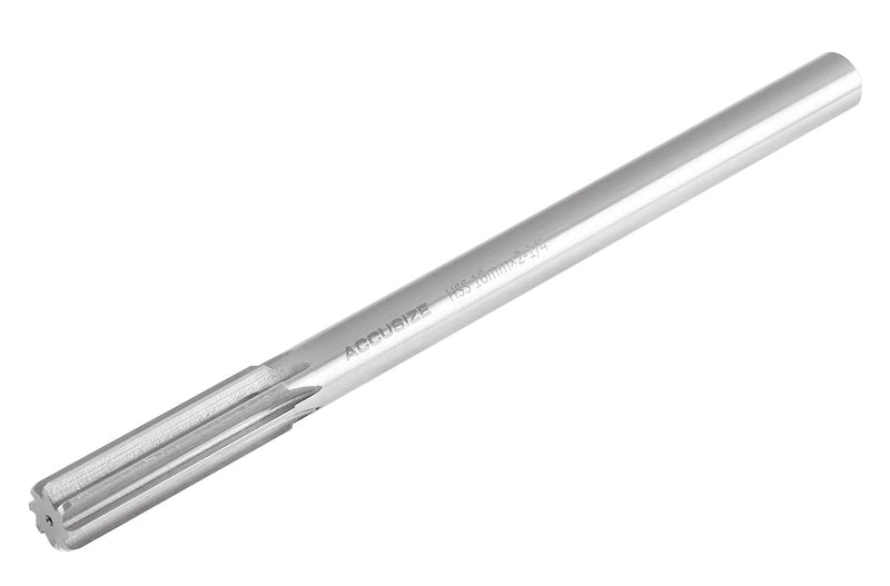 Accusize Industrial Tools 16.0 mm H.S.S. M2 Straight Shank Straight Flute Chucking Reamers, Right Hand, 14.4 mm Shank Dia, 8 Flute, 9'' Oal, 0400-5160