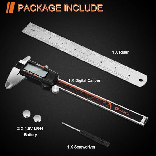HARDELL Digital Caliper 6 Inch, Large LCD Screen Calipers Measuring Tool
