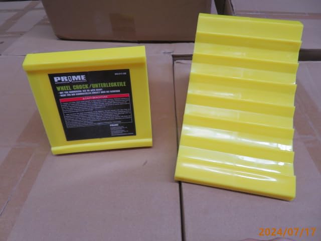 PR1ME Wheel Chocks with Non-Slip Base for RV & Trailer. 2 Pack Heavy Duty Wheel Chock with Bright Yellow. Lightweight Wheel Stoppers for Cars Camper Trucks RVs, Fit for Most Tyre Sizes wheel Chock 2 Pack