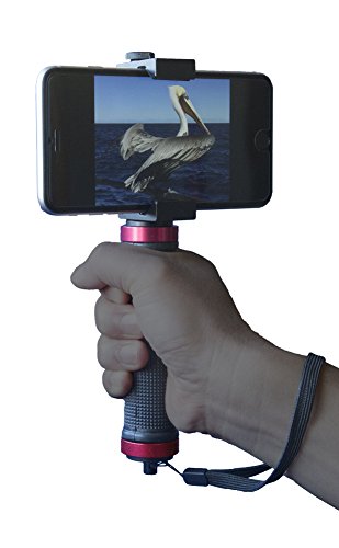 RETICAM® Smartphone Tripod Mount with Hand Grip - All Metal Heavy-Duty Hand Held Stabilizer and Tripod Mount for Smart Phones and Cameras - HG30, Aluminum, Red