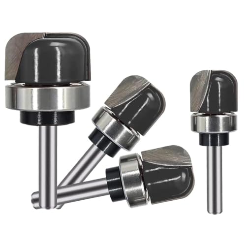 4PCS Bowl & Tray Template Router Bit Set 1/4 Inch Shank, Cove Juice Groove Router Bit, Carbide Tipped Circle Round Nose Cutting, Ideal for Making Wood Bowls, Trays, Boxes, Board Troughs 4pcs 1/4 Inch