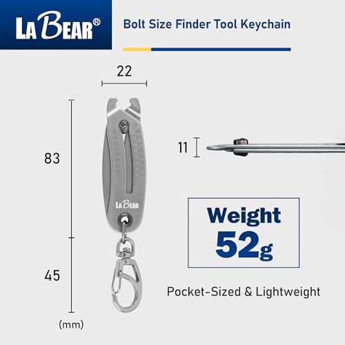 LABEAR Bolt Size Finder Tool Keychain, SAE Metric Nut & Bolt Gauge (Pack of 3) 8-25mm Size Identifier Gauge (Pack of 3)