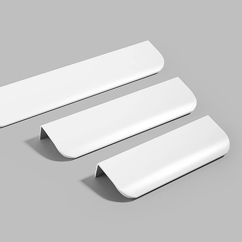 6 Pack Finger Edge Pull Furniture Drawer Handles Bright White Hidden Cabinet Kitchen Drawer Pull Handles Length:300mm/11.8" Arc angle