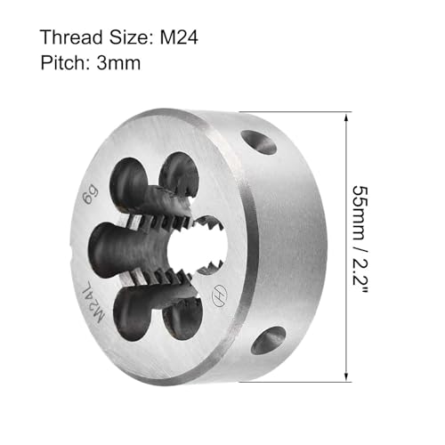 Unifizz M24 Metric Round Die Machine Thread Left Hand Threading Die Alloy Tool Steel Screw Thread Cutting Die M24 X 3