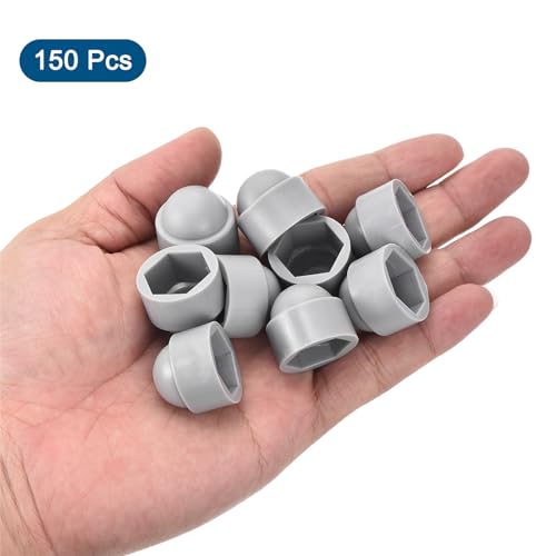 uxcell 150pcs M12 Grey Polyethylene Hex Nut Cover Sets 150
