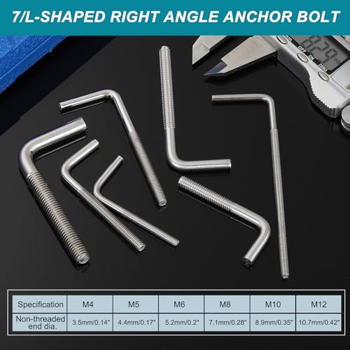 MECCANIXITY 10pcs M4 x 40mm L-Shaped Right Angle Bolt Screw, 304 Stainless Steel L Shape Foundation Bolt Long Square Bend Screw M4x40mm 10
