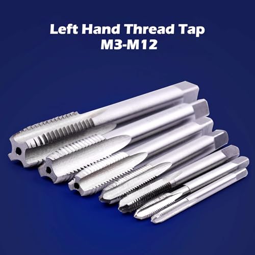 ATOPLEE 7pcs Metric M2 HSS 6542 Left Hand Thread Tap Set, M3 M4 M5 M6 M8 M10 M12