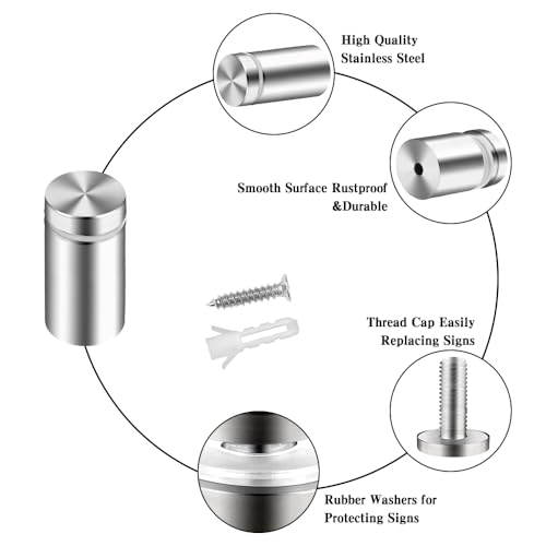 Standoff Screws for Acrylic & Signs - 0.5x1 in 24pcs Metal Mounts 0.5x1 in (24 Pcs)