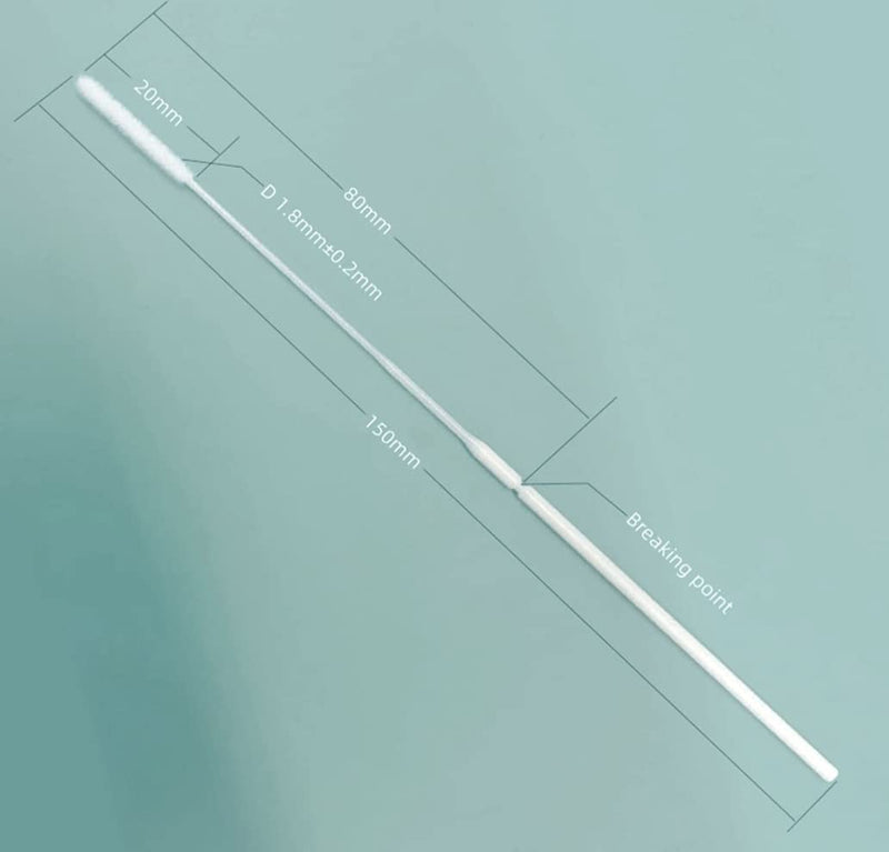 Sterile Nasopharyngeal Swabs - Pack of 500 Flocked Nasal Swabs for Sampling, 80 mm Break Point, Nylon Flocking Tip White