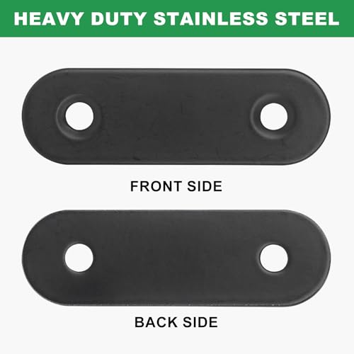 40 Pcs Straight Brace, 2” x 0.6” Flat Brace, Stainless Steel Straight Bracket, Mending Joining Plates for Bed Frame,Board,Wood,Shelves & Furniture, Matte Black (40) 40