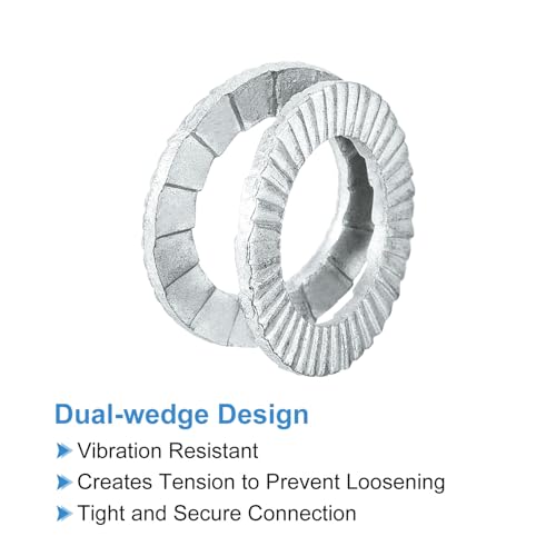 Uxcell Wedge Locking Washers for M10 Bolts, 40pcs Manganese Steel Vibration Resistant Safety Washers 40