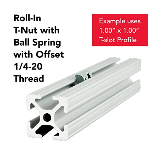 8020, 3923, 10 Series 1/4-20 Steel Roll in T-Nut with Ball Spring - T Slot Accessories for Aluminum Extrusion - 80/20 Hardware Nuts (15) 15